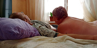 Stepmom gives blowjob while wife is at work