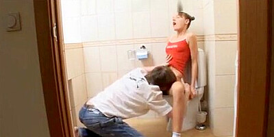 Sexy Ivana Fukalot pees, sucks and fucks in the bathroom