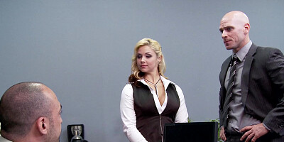 Sarah Vandella gets her new tits and her pussy fucked in the office