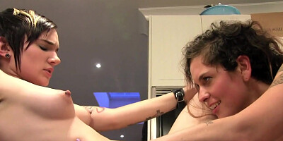 Naughty little slut gets her pussy fingered in the horny kitchen by Lesbian teen 18+ Stories
