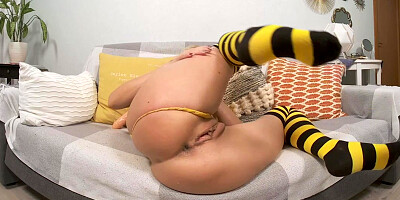 VR solo jerk off from blonde Cherry Aleksa