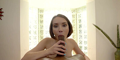 Natalie Porkman gives a tease in the backyard before getting fucked and creampied