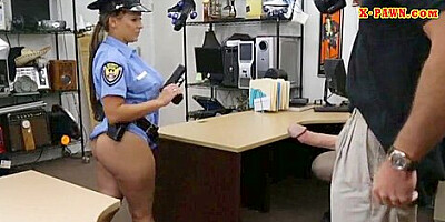 Police officer with huge boobs got fucked in the backroom