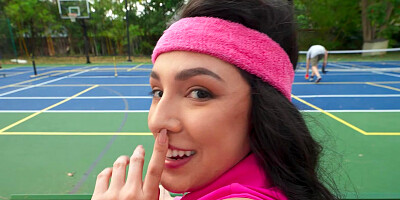 POV sex on the tennis court with hot brunette Selena Ivy