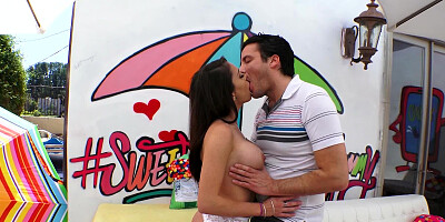 Pretty white lingerie makes this naughty girl look so fuckable