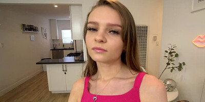 Cute girl is giving a hot blowjob in POV-style video