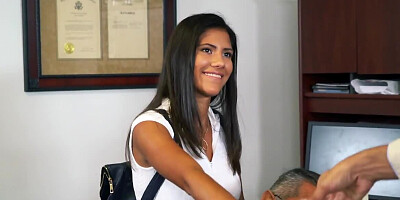 Victoria Valencia blows a guy and gets fucked in the office