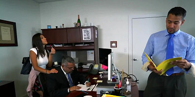 Victoria Valencia blows a guy and gets fucked in the office