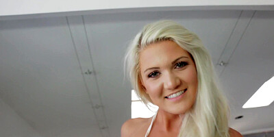 A fine little slut with lovely eyes is giving a blow job today