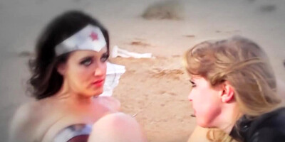 Superheroines have outdoor threesome sex to poach the villain
