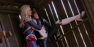 Superheroines solve the conflict by interracial lesbian sex