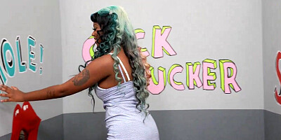 Ebony babe Daizy Cooper Sucks Two White Gloryhole Dicks