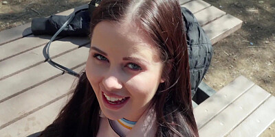 Cassie Light brunette does blowjob and fucking in the park