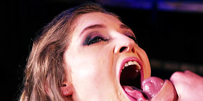 Rhiannon Ryder sucks big dick and takes it deep in her shaved pussy