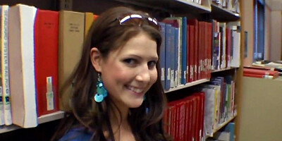 Nerdy babe likes sex in the library