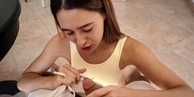 Kelly Aleman sucks and rides thick throbbing cock in POV