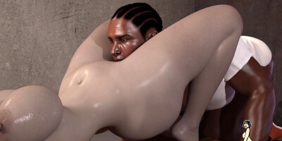 Crimson haired honey with giant figure is deepthroating a humungous, dark-hued meat stick during the lockdown