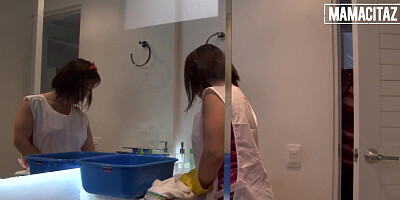 OPERACION LIMPIEZA - Smallish Maid Kathy Violeta Gives Her All To Rail Landlord's Manstick - MAMACITAZ
