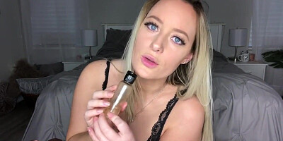 Miss Cassi is using a bunch of grease while toying with her massive melons on web cam