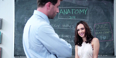 Lily Jordan gets fucked from behind after sucking professor's cock