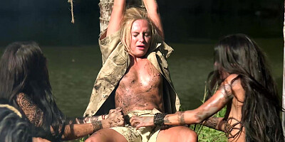 Amazons caught a fucker and have an orgy