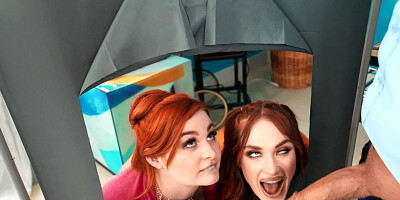 Abigaiil Morris and Siri Dahl lick each other's pussy while getting fucked