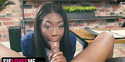 Tori Montana - Innocent Busty Ebony Stepsister Doesnt Wear A Bra At Home To Seduce Her Hung Stepbro