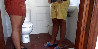 stepmother tells stepson to piss in front of her and wash his dirty cock