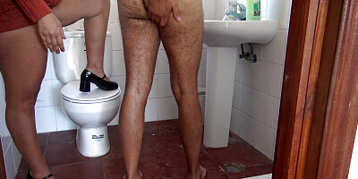 stepmother tells stepson to piss in front of her and wash his dirty cock