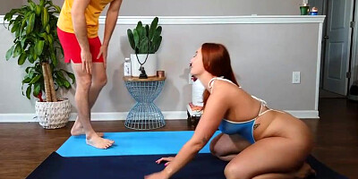 Obese sandy-haired is doing yoga and getting ravaged, because it makes her perceive so fine