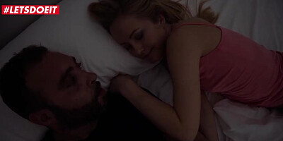 Wild stud is screwing his step- daughter-in-law while his wifey is sleeping in the same sofa