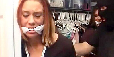 Dressed Up Ladies Tied In Pantyhose