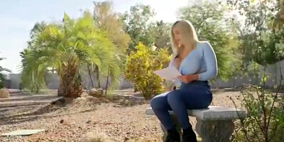Fat breasted ash-blonde, Amber Alena is about to drill Juan El Caballo, after gargling his man sausage