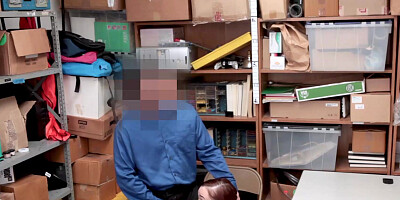 Pretty shoplifter chick April Reid punished by officer