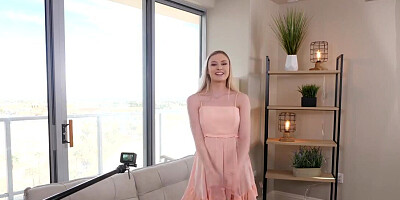 Thick blonde wench Amber Moore dominated at the interview