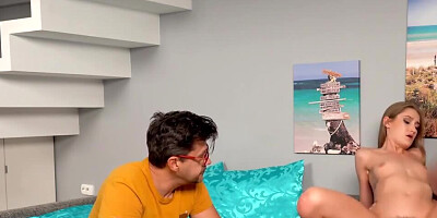 Babe wants to try sex with the buddy in front of her boyfriend