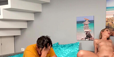 Babe wants to try sex with the buddy in front of her boyfriend