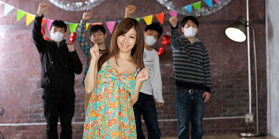 Submissive brunette Chihiro Akino stays with one man