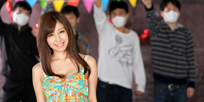 Submissive brunette Chihiro Akino stays with one man
