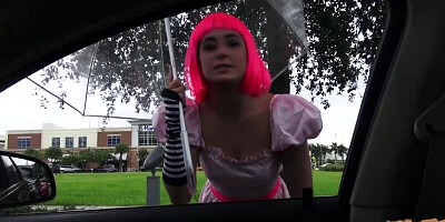 Cute cosplaying teen gets picked up and fucked by a stranger