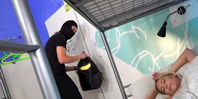Juicy blonde girl Lilly Bella is fucked by a horny burglar
