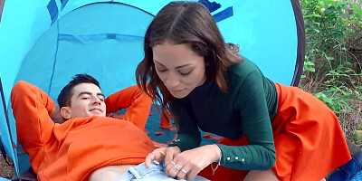 Noa Tevez and her boyfriend are having anal sex by the tent