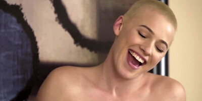 Busty short-haired teen enjoys oral sex on the bed