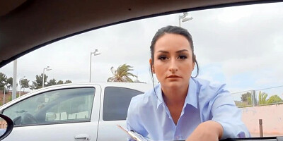 Beautiful brunette was picked up at a parking lot for POV sex