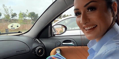 Beautiful brunette was picked up at a parking lot for POV sex