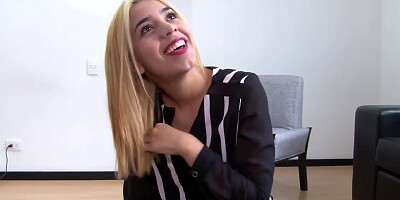 Foxy blonde Ariana Fuentes sucks a hard cock and gets fucked