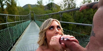 Open-handed young man fucks sweet cum-dumpster in nature