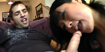 One Asian whore satisfies two white dudes at once