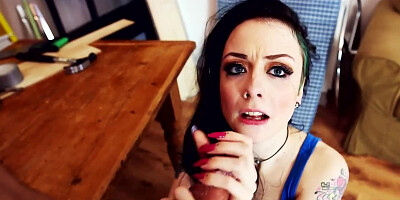 Gorgeous looking chick is enjoying a deep pussy treatment