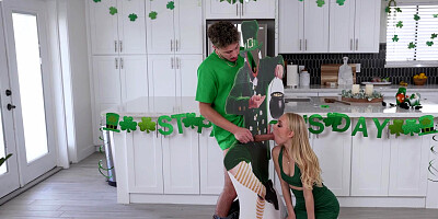 Blonde hottie Braylin Bailey gets fucked on St Patricks Day